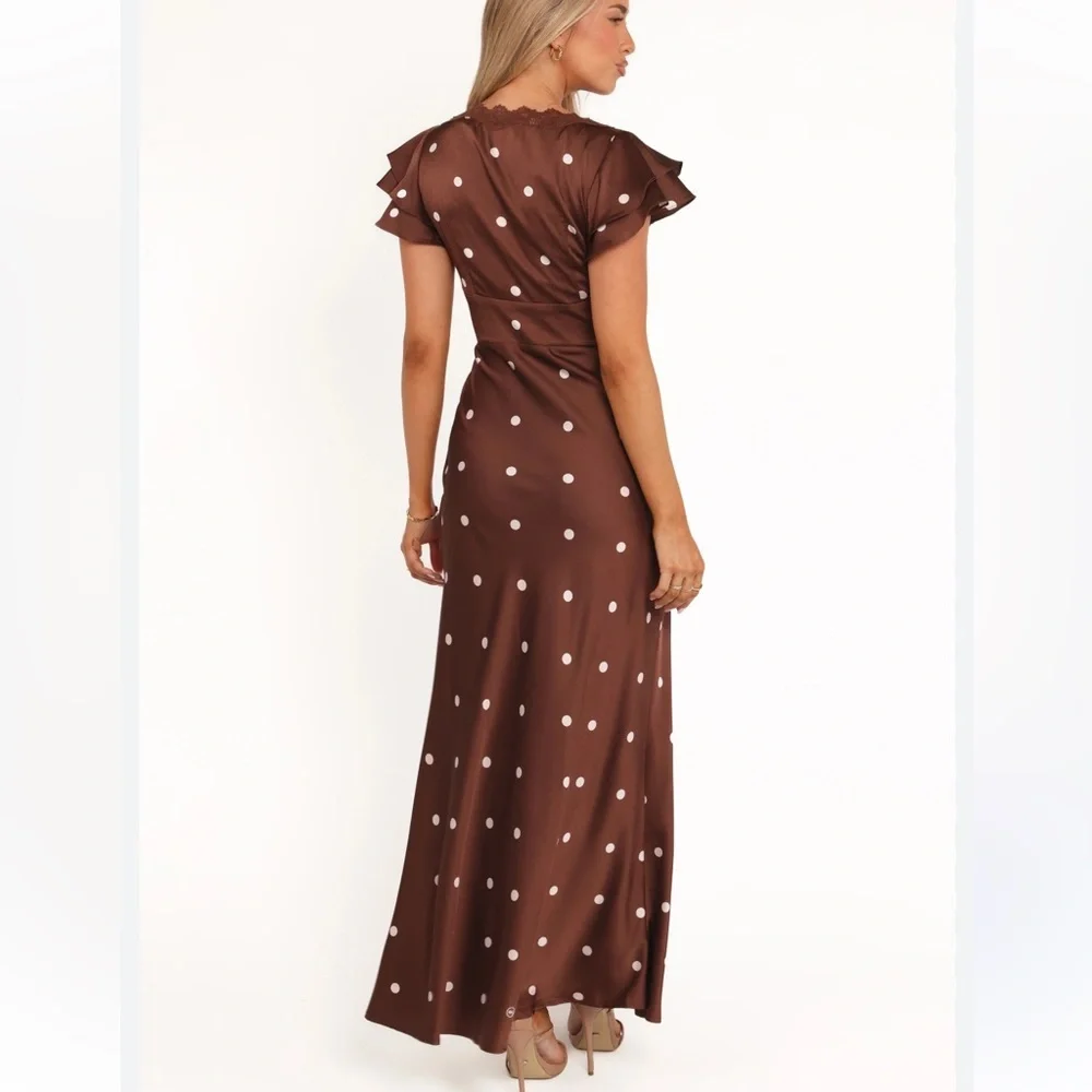 Petal & Pup Arella Brown Polka Dot Maxi Dress - Picture 2 of 16